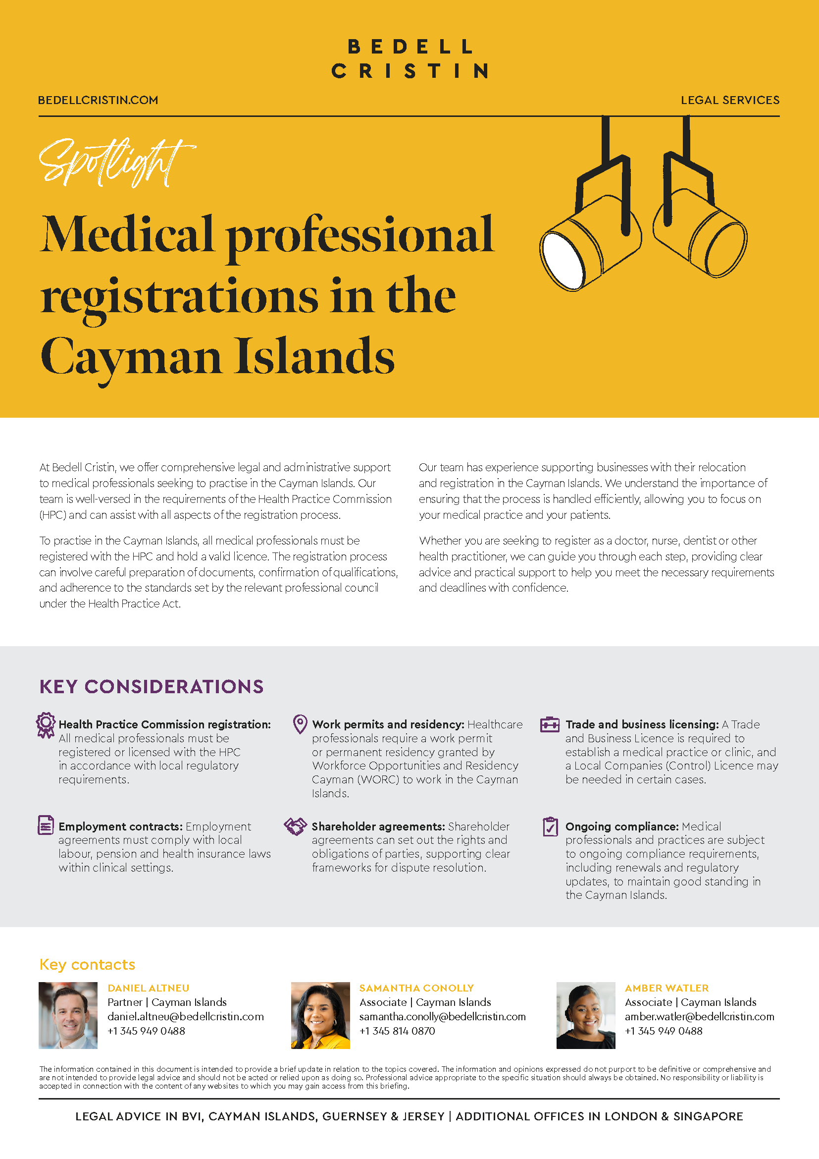 Medical Professional Registrations In The Cayman Islands Spotlight Bedell Cristin